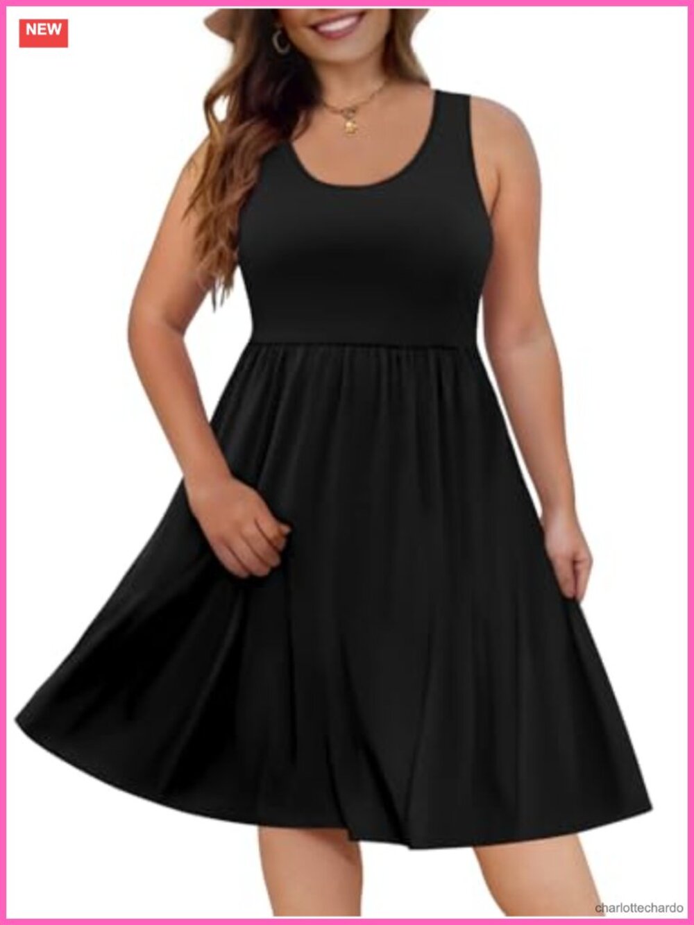 Womens Plus Size Sleeveless Knee Length Sundress Pockets Rayon Spandex